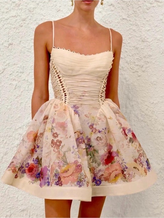Zimmerman Dresses & Skirts - Zimmermann Alchemy Beaded Mini Dress in Cream Multi Floral